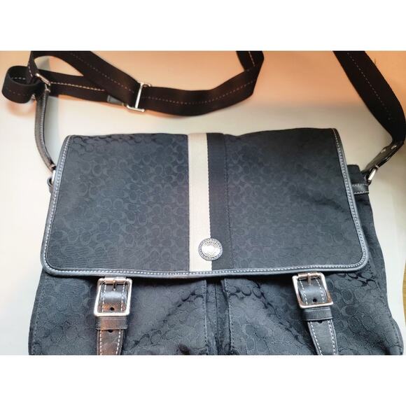 VTG‎ 90s Coach Signature Canvas Crossbody Bag Laptop Work Messenger Tote - Picture 5 of 14